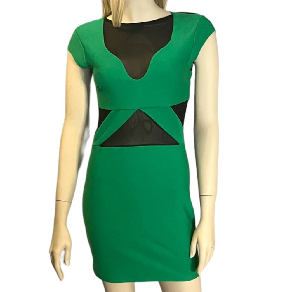 Top Shop Green Sheer Panel Dress